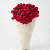 Handmade Knitted Flower Blanket Red